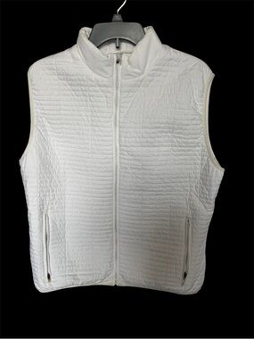 White Quilted Sleeveless Zip Vest